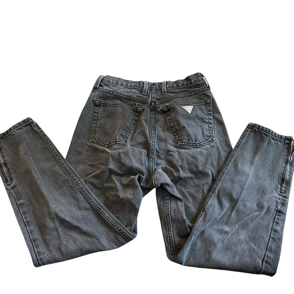 Vtg Woman's 1990s GUESS JEANS, Size 30, Blk, Tapered Leg, Zip Ankle, Style 39015